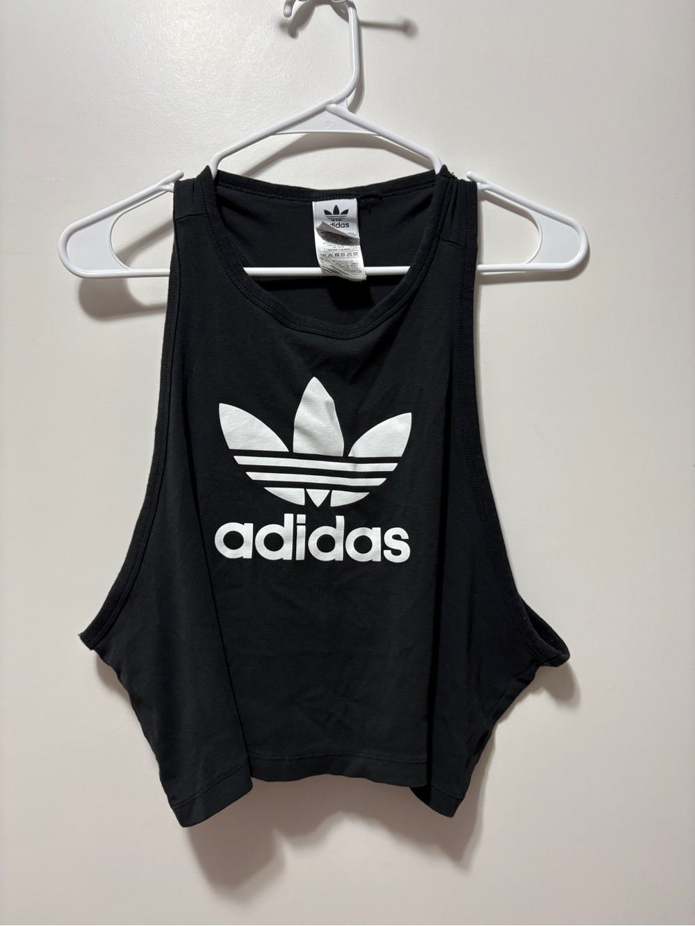 adidas Black Muscle Tank with White Trefoil Logo